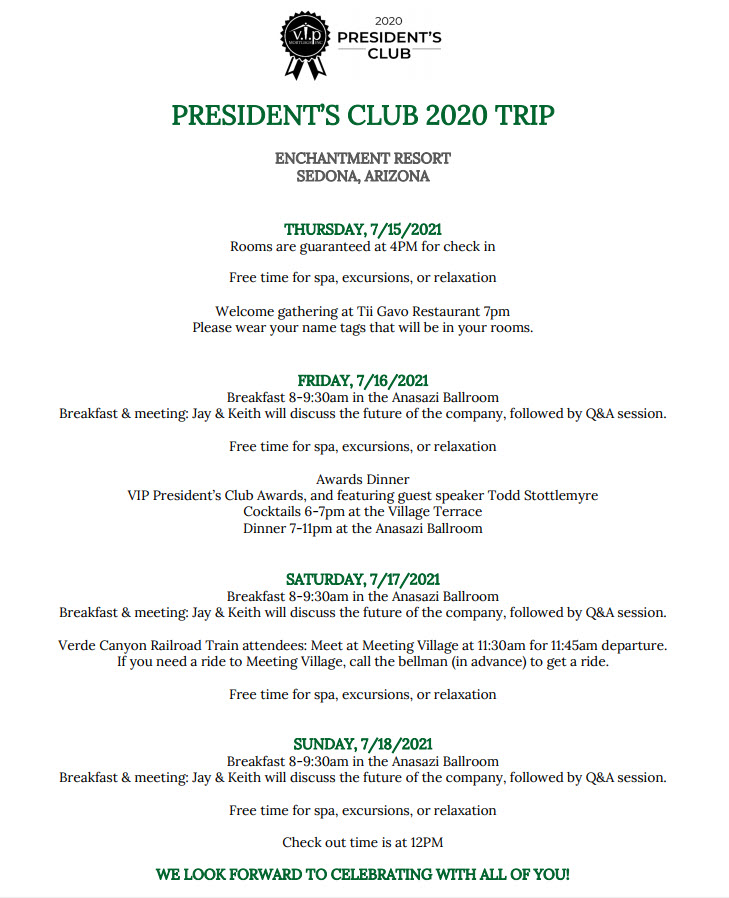 presidents club trip